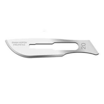 SKALPELLKLINGE N. 20 "SWANN-MORTON" (Pack. 100 Stück)