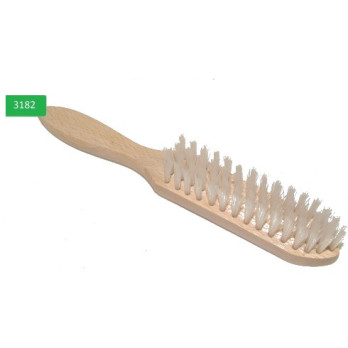 BÜRSTE ART. 3182 NYLON WEISS gebogener Holzgriff - L260 mm
